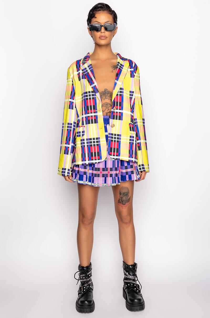 PRIVATE SCHOOL PLAID BLAZER