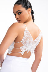 PROTECT MY PEACE CROPPED SATIN COWL NECK TANK WITH APPLIQUE