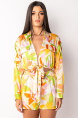 LEIA TIE FRONT SATIN CROPPED BLOUSE