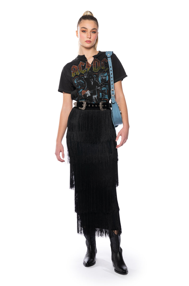 PUT ME FIRST FRINGE MAXI SKIRT