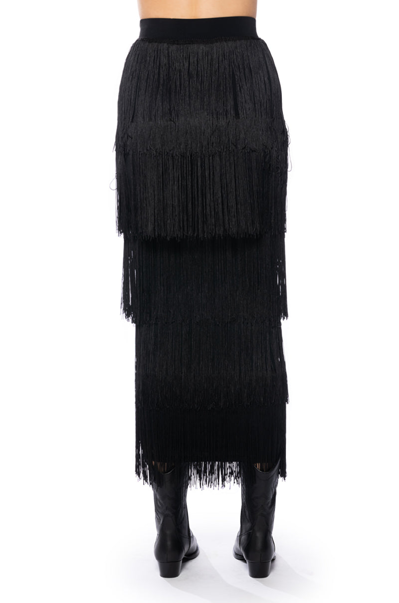 PUT ME FIRST FRINGE MAXI SKIRT