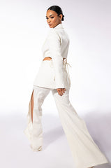 PUT ON A HAPPY FACE WHITE CUT OUT BLAZER