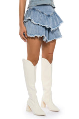 QUE BAILES CON MIGO DENIM LAYERED MINI SKIRT