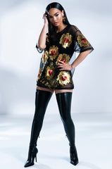 QUEEN OF HEARTS OVERSIZED MESH TEE
