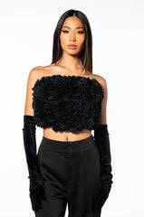 QUEEN OF SPADES BOW DETAIL TUBE BLOUSE