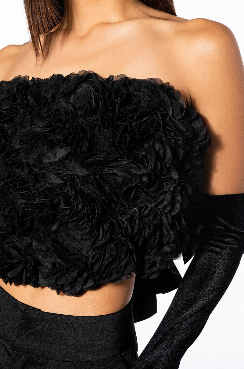QUEEN OF SPADES BOW DETAIL TUBE BLOUSE