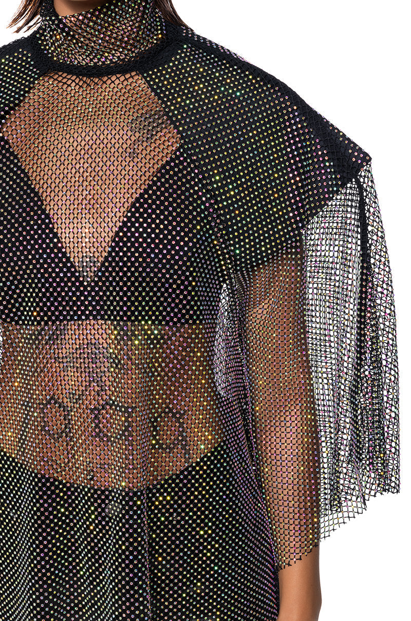 QUEEN OF THEM ALL EMBELLISHED MOCK NECK BLOUSE