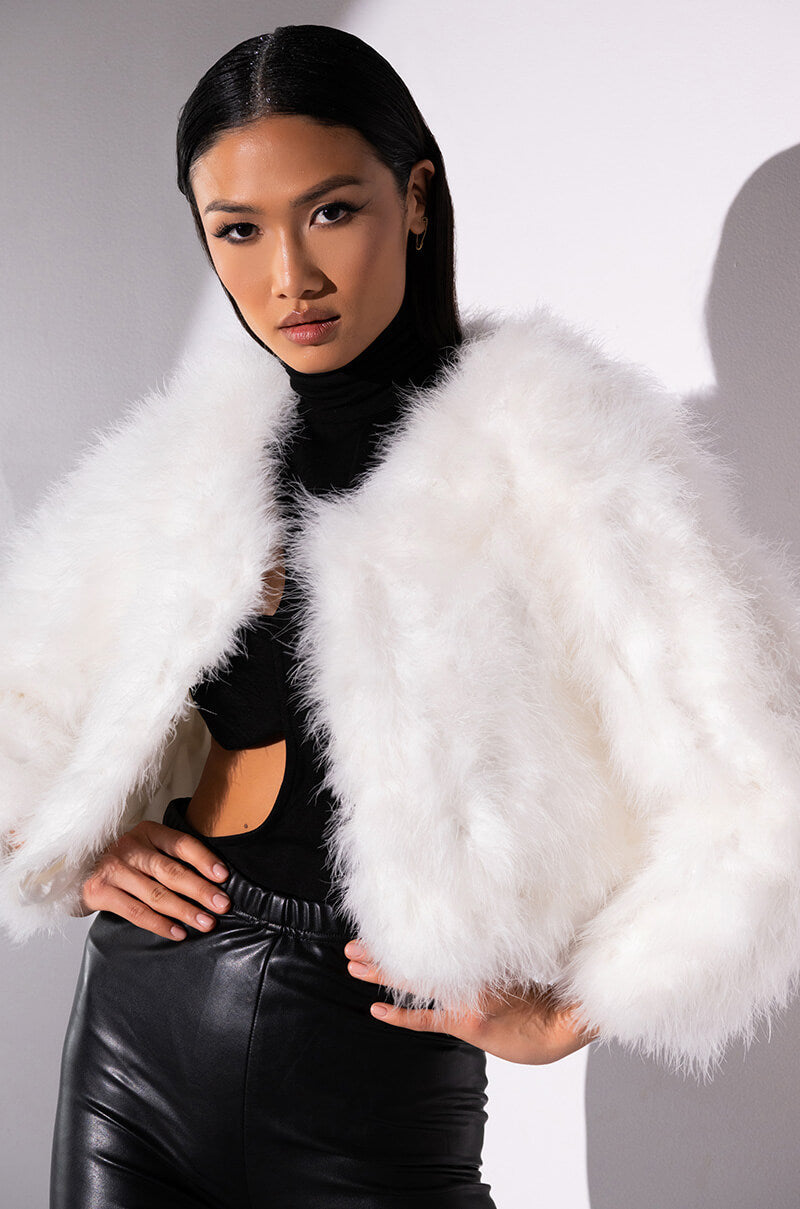 QUINN CROPPED FEATHER JACKET
