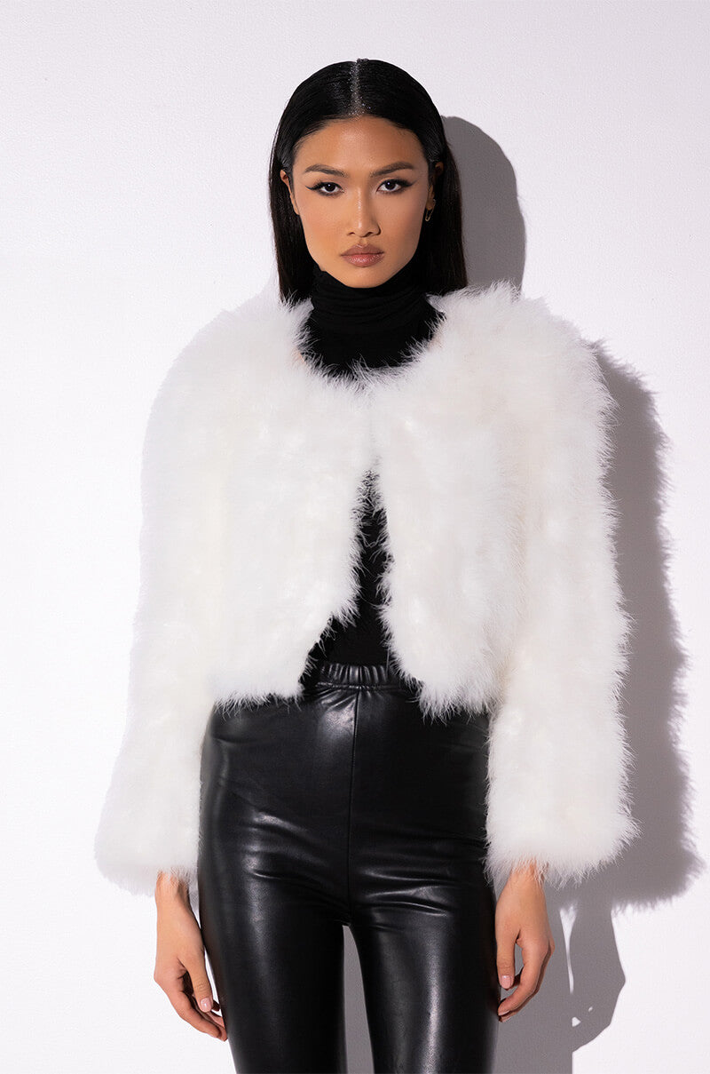 QUINN CROPPED FEATHER JACKET