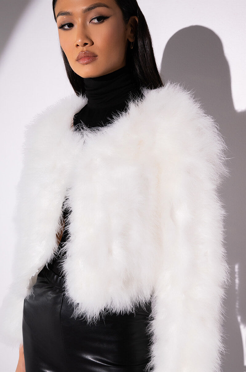 QUINN CROPPED FEATHER JACKET