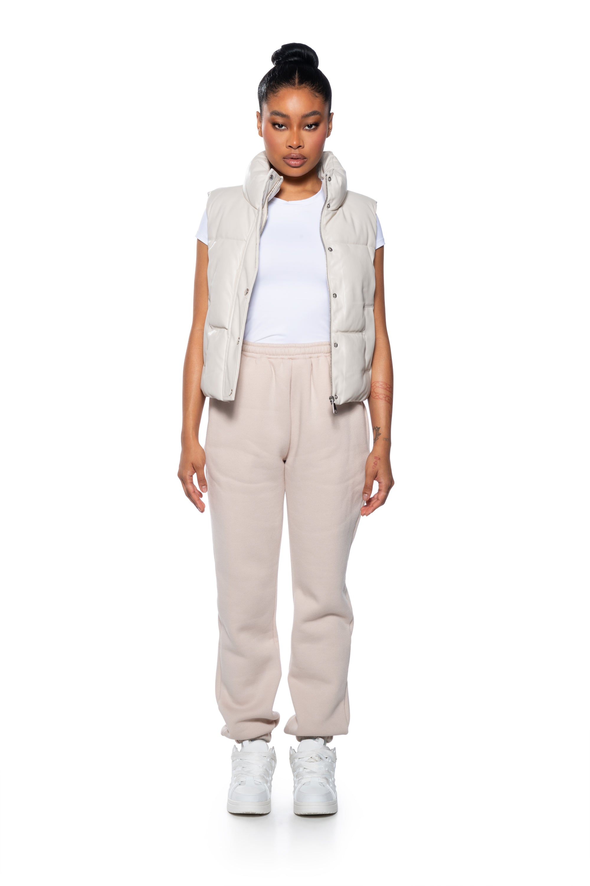 QUIT PLAYING PU PADDED PUFFER VEST