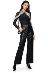 RHINESTONE EMBELLISHED LONG SLEEVE TOP