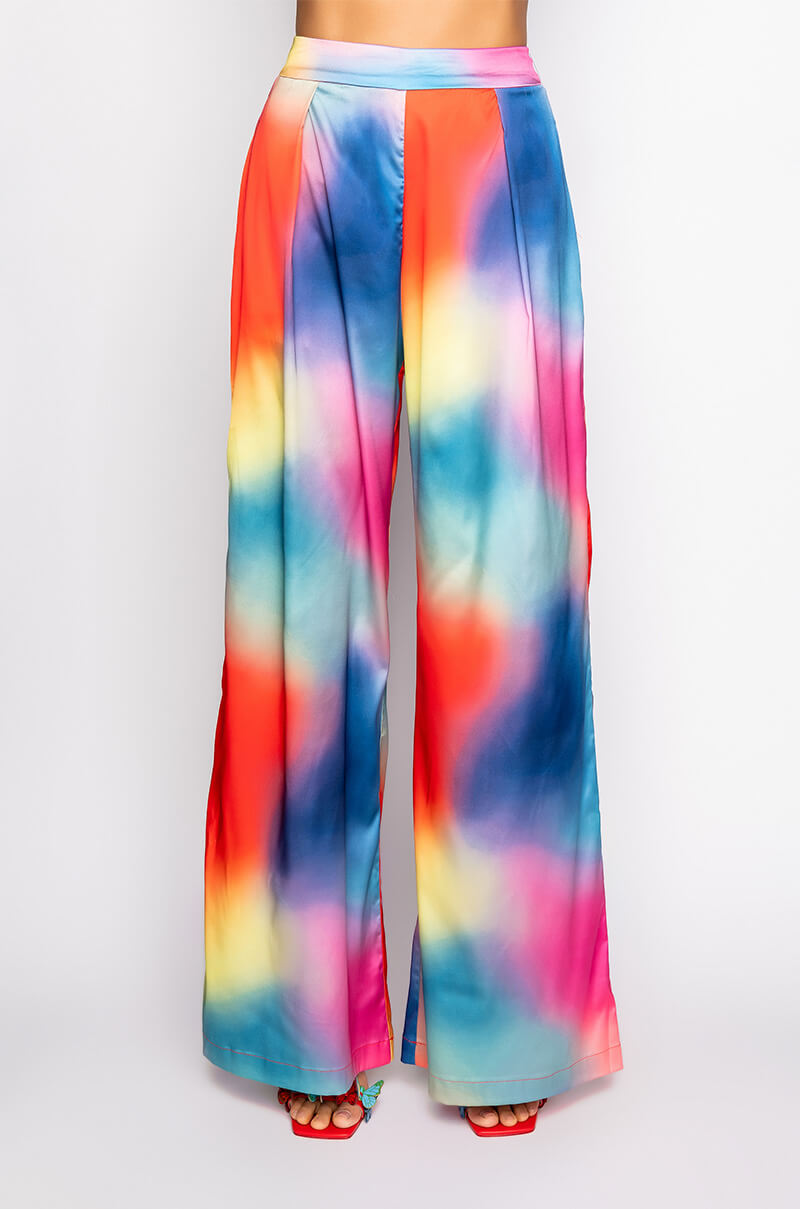 INDIGO SATIN WIDE LEG TROUSER