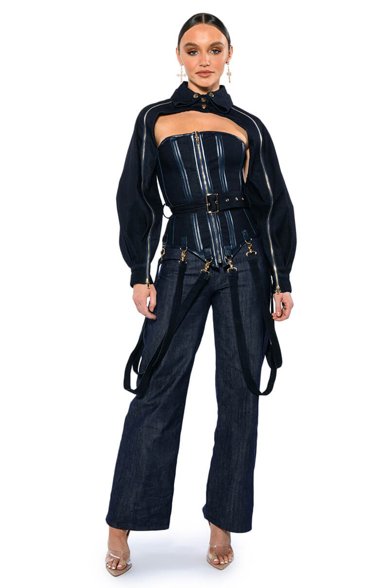 RAW DENIM WIDE LEG JEANS