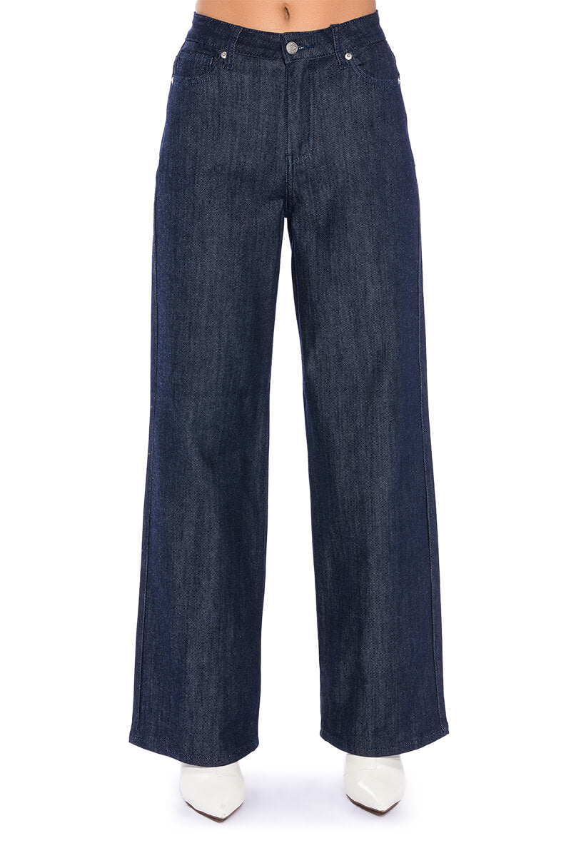 RAW DENIM WIDE LEG JEANS