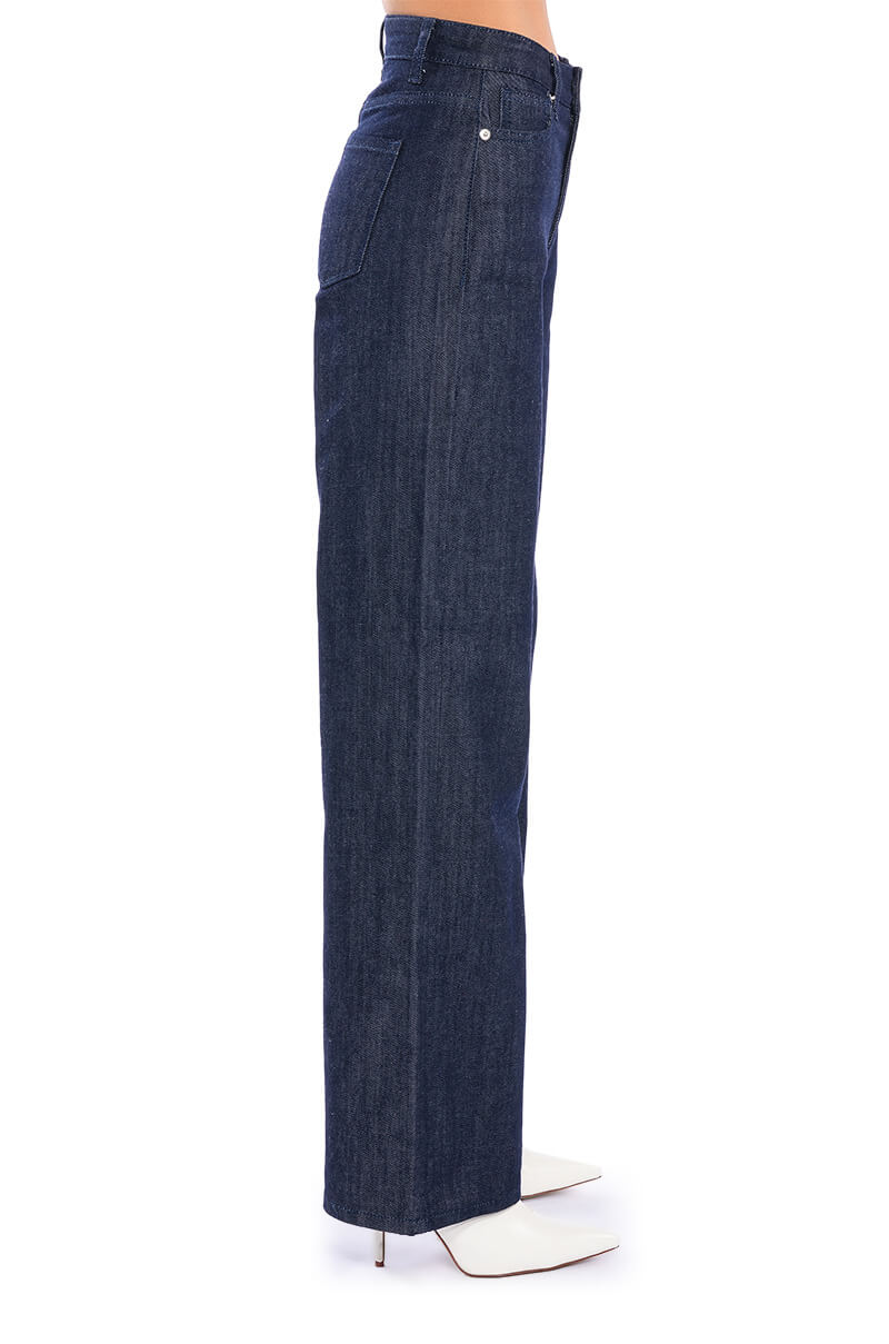 RAW DENIM WIDE LEG JEANS
