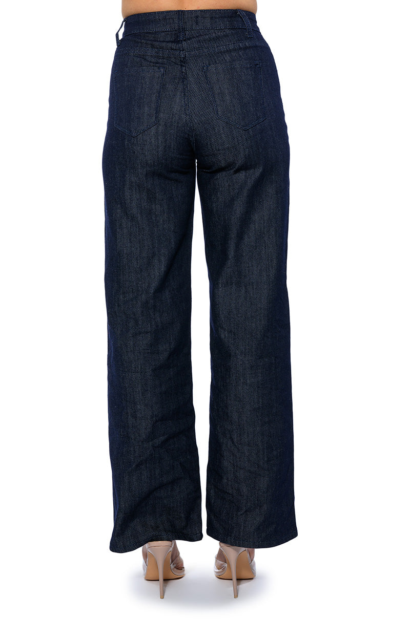 RAW DENIM WIDE LEG JEANS