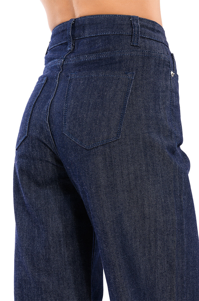 RAW DENIM WIDE LEG JEANS