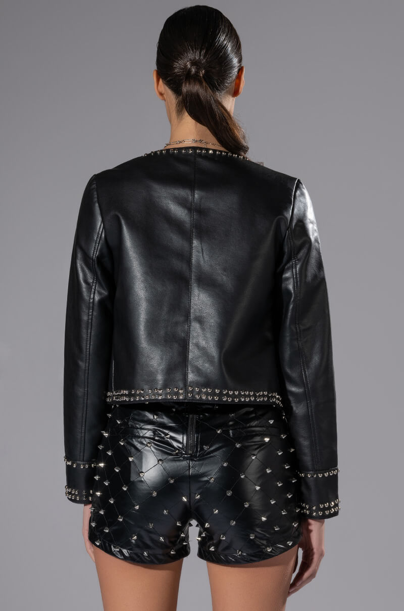 READY FOR THE PARTY STUDDED PU JACKET