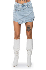 REAGAN ASYMMETRICAL DENIM MINI SKORT