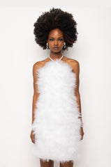 REAL LIFE MUSE MINI FAUX FEATHERS DRESS