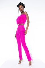 REAL OSTRICH FEATHERS CROP MESH BANDEAU