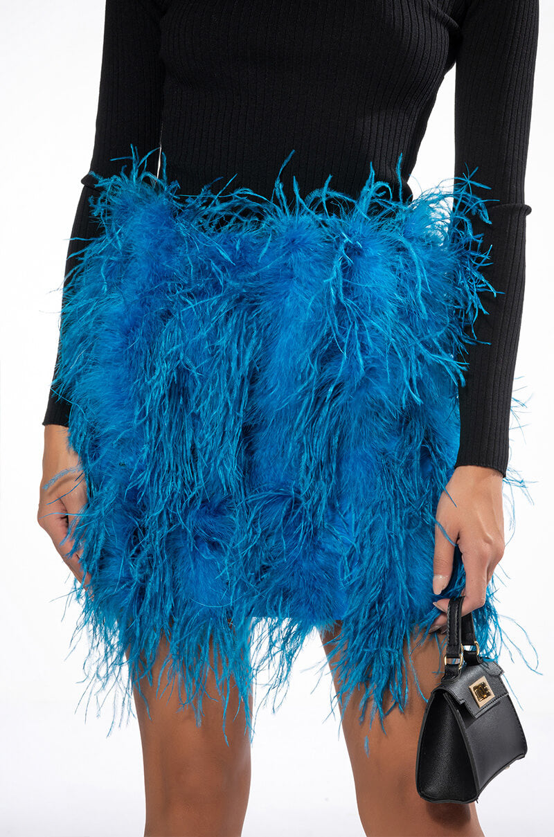REAL OSTRICH FEATHERS MINI SKIRT