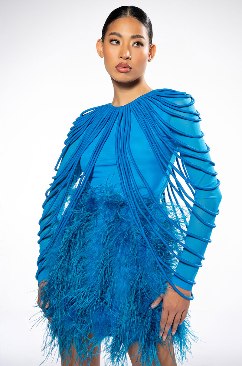 REAL OSTRICH FEATHERS MINI SKIRT