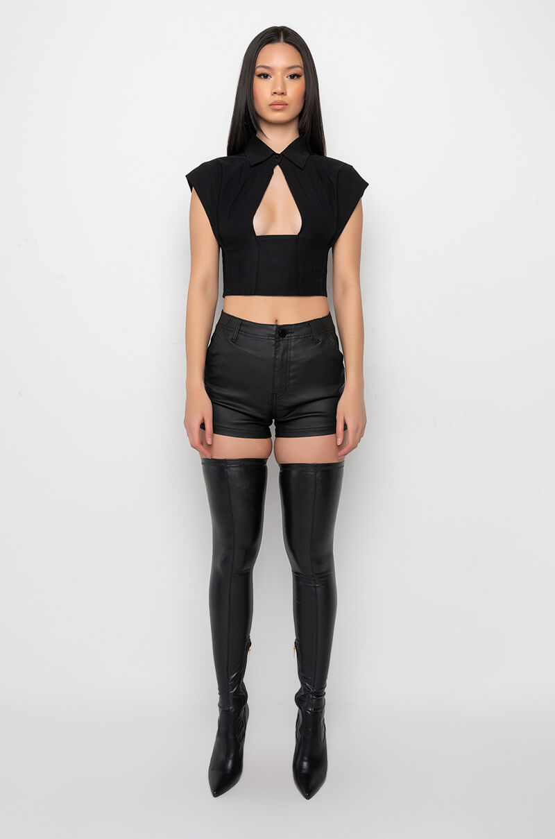REGARDLESS CROPPED COLLARD BLOUSE