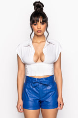 REGARDLESS CROPPED COLLARD BLOUSE
