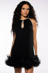 REGINA RHINESTONE TRIM SLEEVELESS SHIFT DRESS