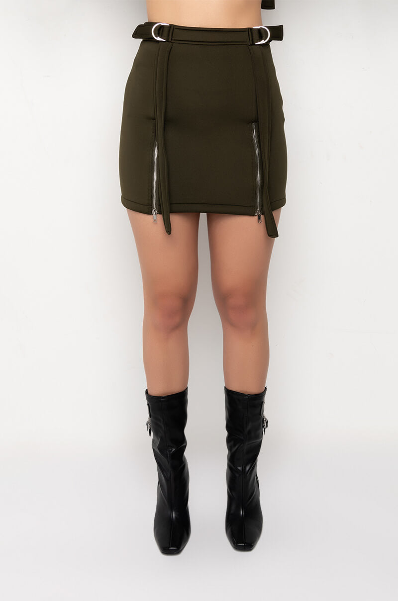 REPORTING FOR DUTY STRAPPY SCUBA MINI SKIRT
