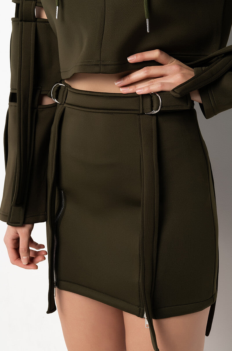 REPORTING FOR DUTY STRAPPY SCUBA MINI SKIRT