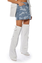 REPRESENT WRAP DENIM MINI SKIRT