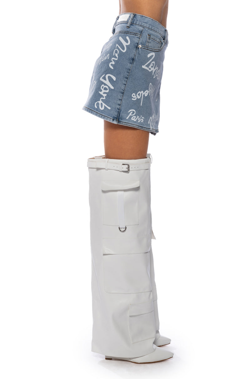 REPRESENT WRAP DENIM MINI SKIRT