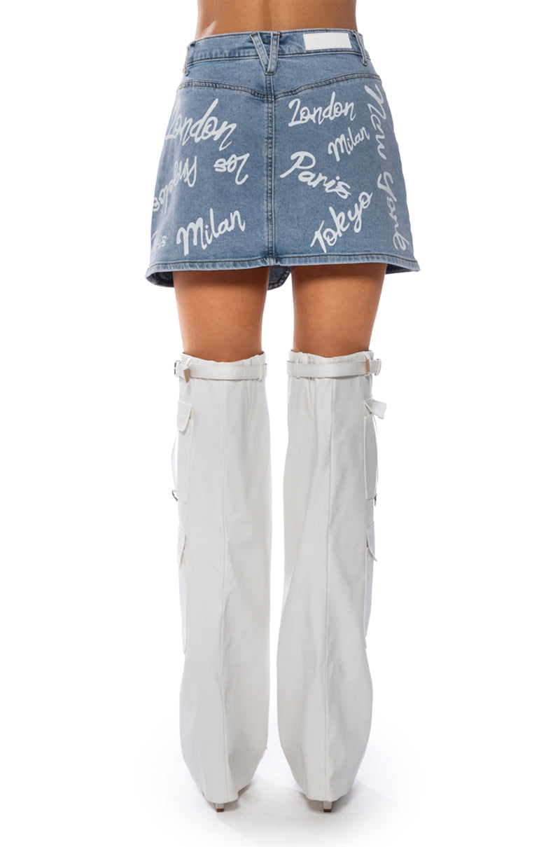 REPRESENT WRAP DENIM MINI SKIRT