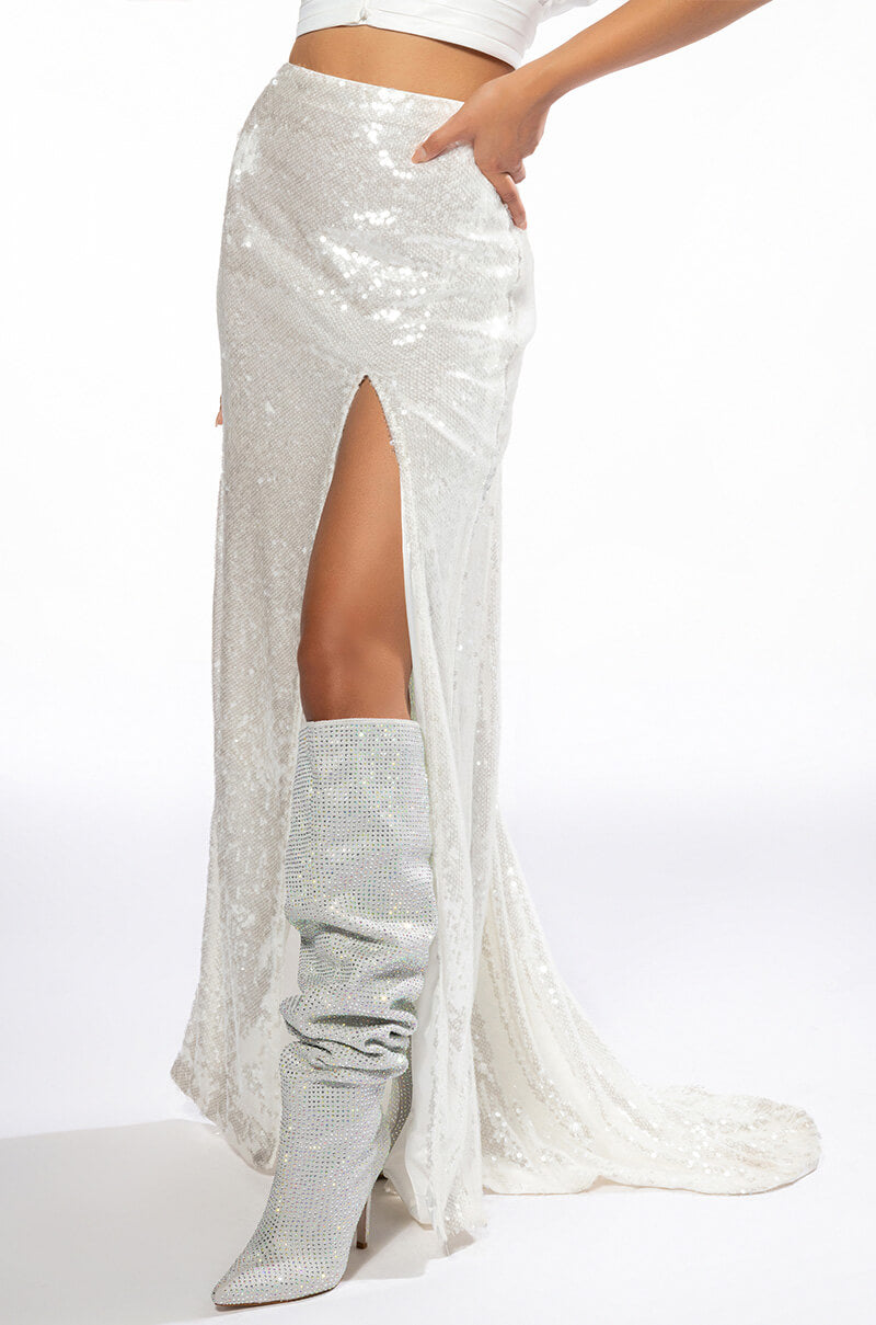 RESOLUTIONS SEQUIN SLIT MAXI SKIRT