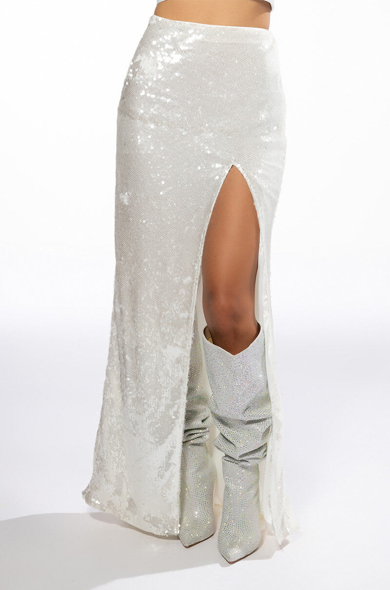 RESOLUTIONS SEQUIN SLIT MAXI SKIRT