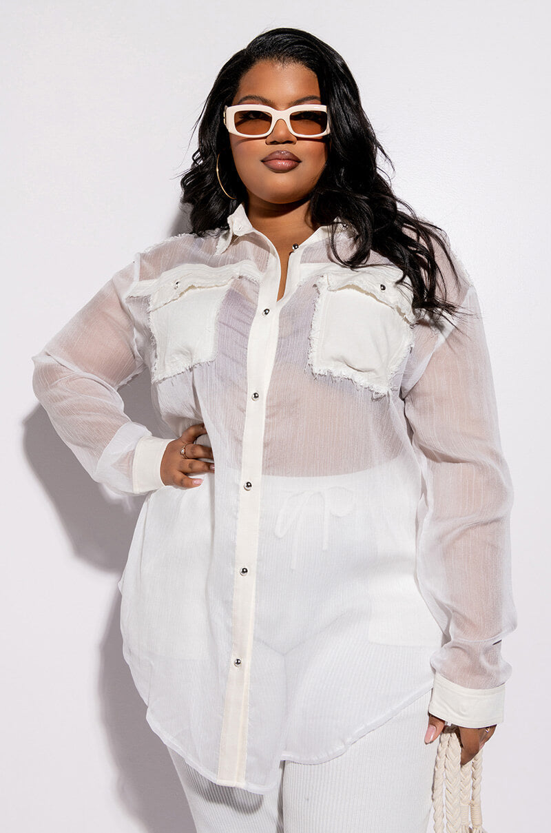 RESORT PLUS ARIA OVERSIZED BUTTON DOWN BLOUSE