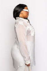 RESORT PLUS ARIA OVERSIZED BUTTON DOWN BLOUSE