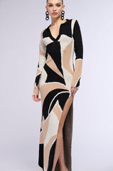 RETRO KNIT COLLARED MINI DRESS