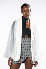 PRISCILLA PRESELY CHIFFON SLEEVE BLAZER