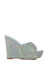 RHONA EMBELLISHED WEDGE IN DENIM