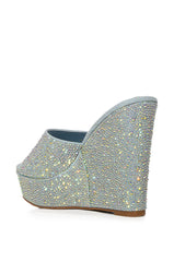 RHONA EMBELLISHED WEDGE IN DENIM