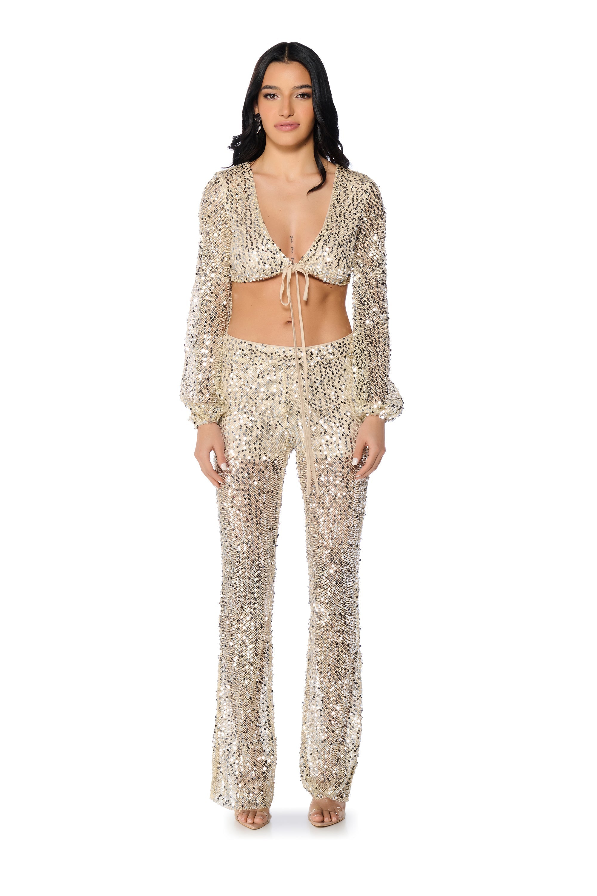 RIGHT DECISION SEQUIN STRAIGHT LEG PANT