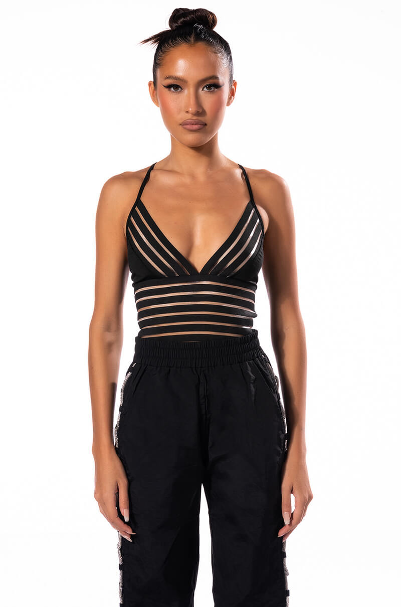 RIGHT THROUGH YOU SLEEVELESS BANDAGE CHEEKY BODYSUIT