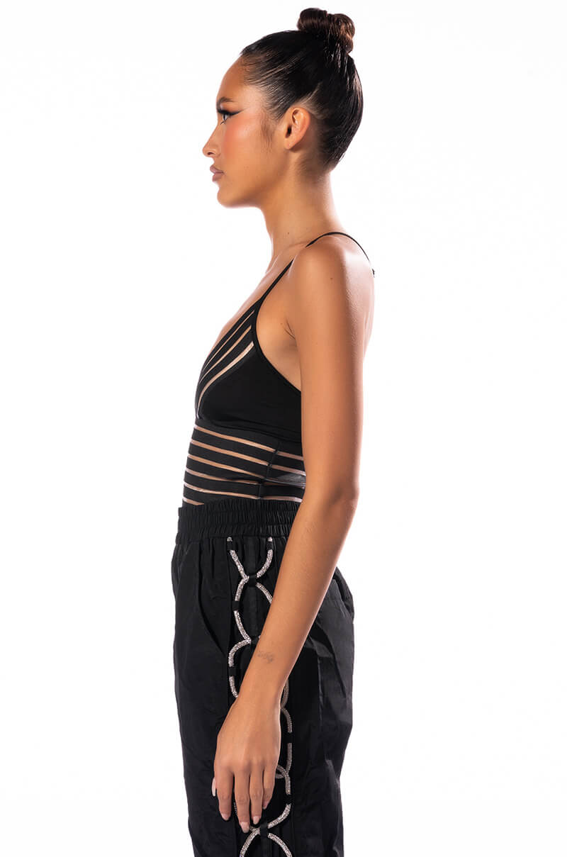 RIGHT THROUGH YOU SLEEVELESS BANDAGE CHEEKY BODYSUIT