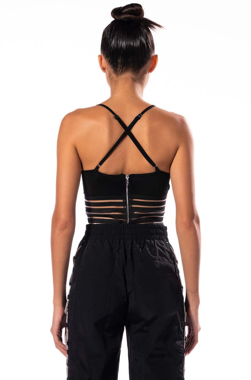 RIGHT THROUGH YOU SLEEVELESS BANDAGE CHEEKY BODYSUIT