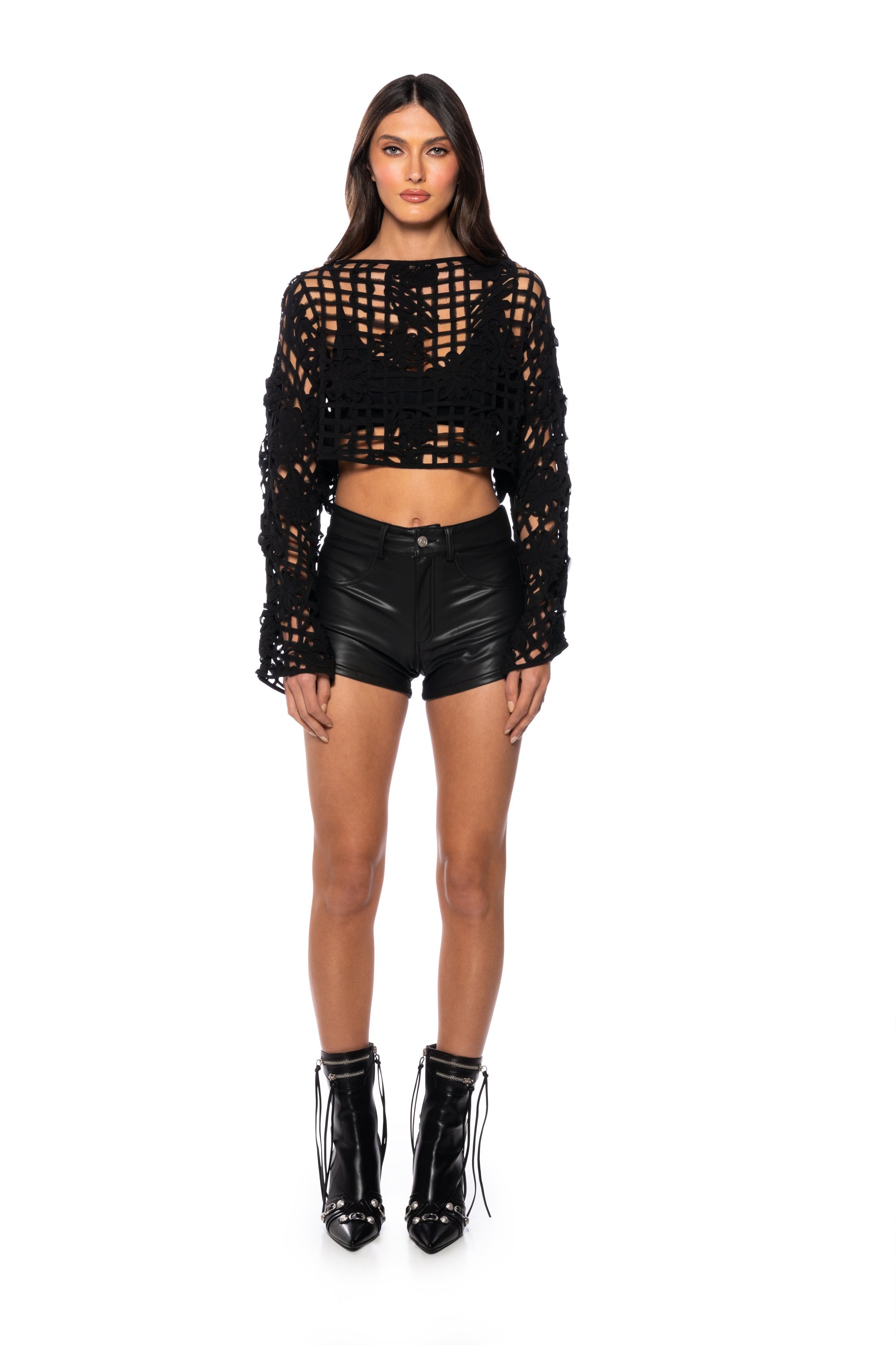 RIO FAUX LEATHER SHORT IN BLACK
