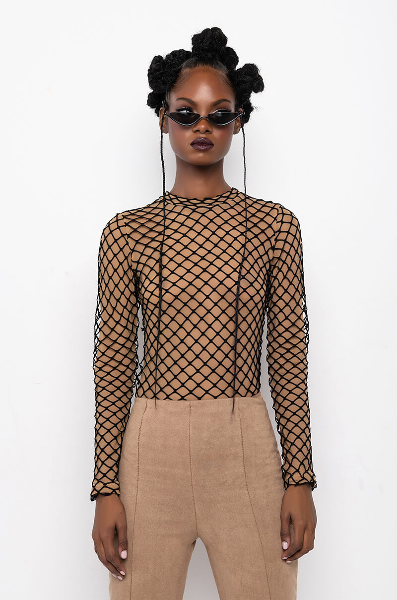 RISKAY BUSINESS MESH LONG SLEEVE BODYSUIT